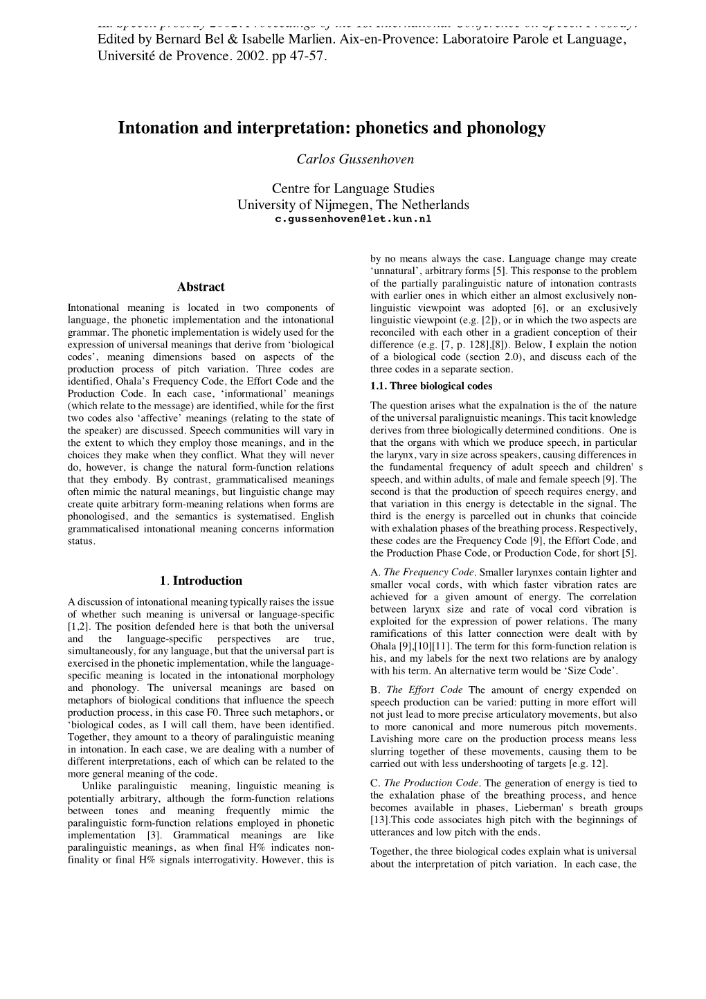 Intonation and Interpretation: Phonetics and Phonology