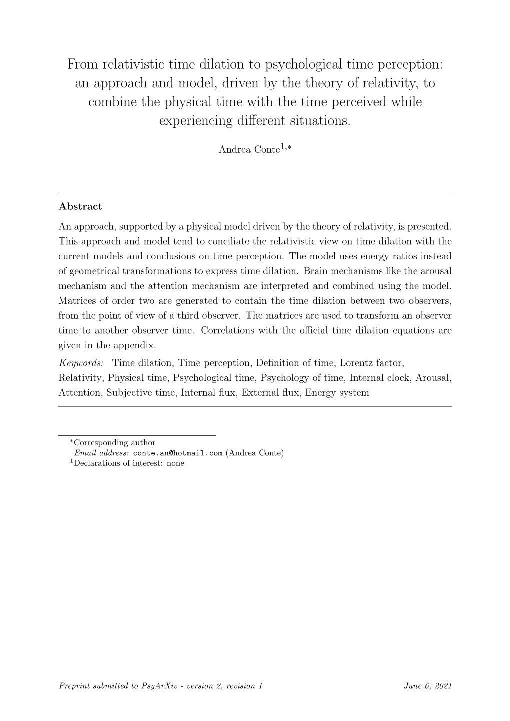 From Relativistic Time Dilation to Psychological Time Perception