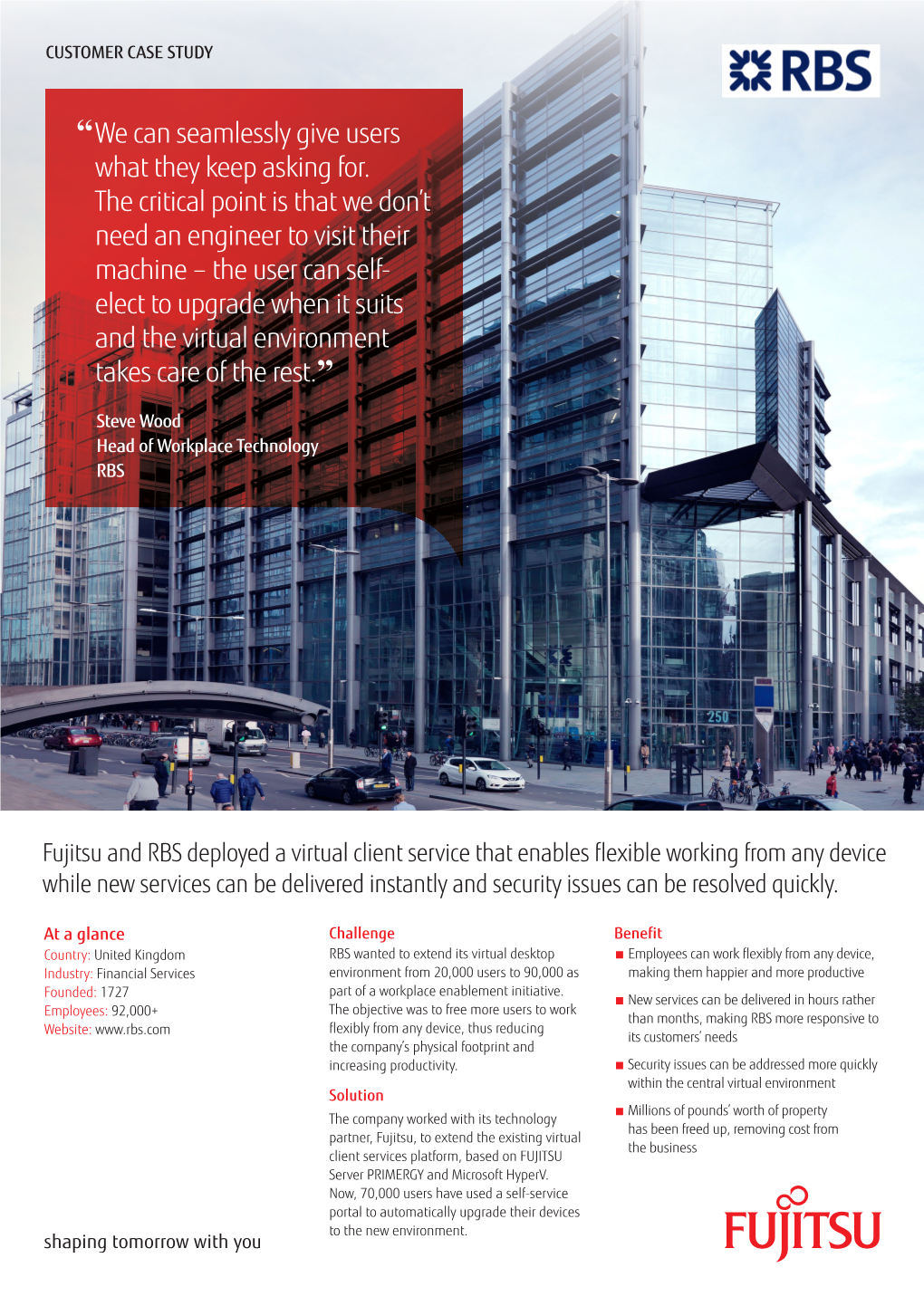 As Part of a Workplace Enablement Initiative, Fujitsu Helped Royal Bank