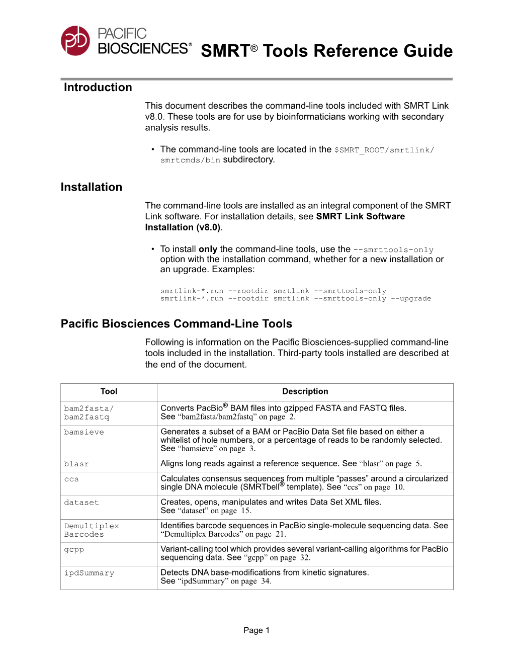 SMRT® Tools Reference Guide (V8.0)