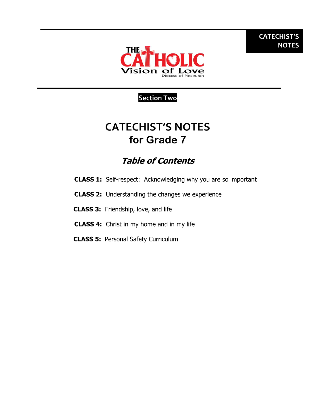Catechist's Notes
