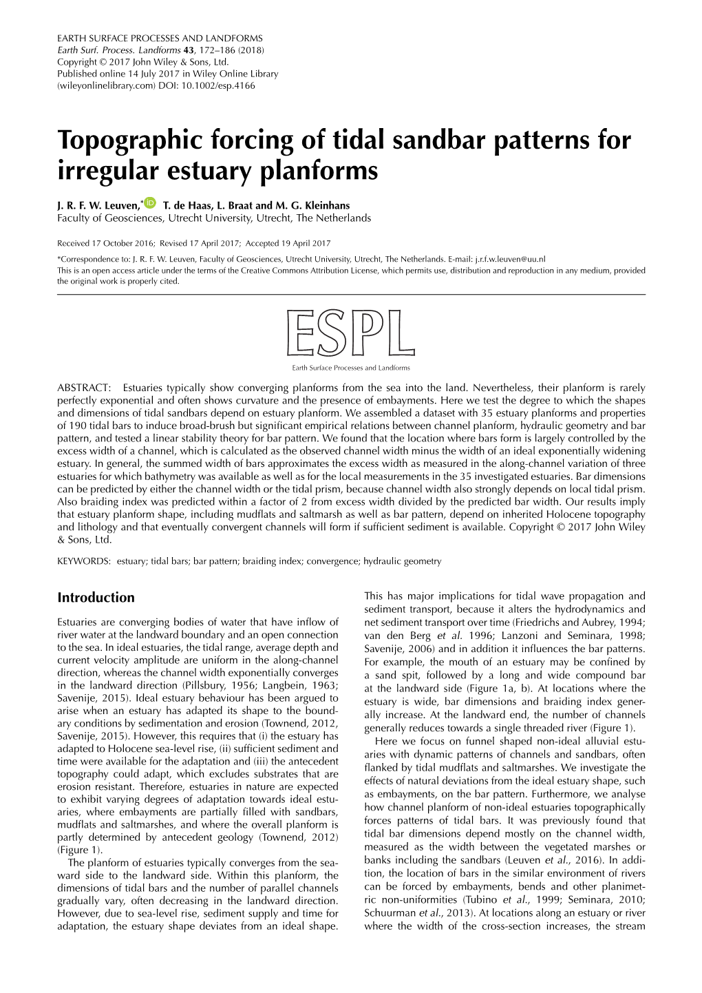 Topographic Forcing of Tidal Sandbar Patterns for Irregular Estuary Planforms