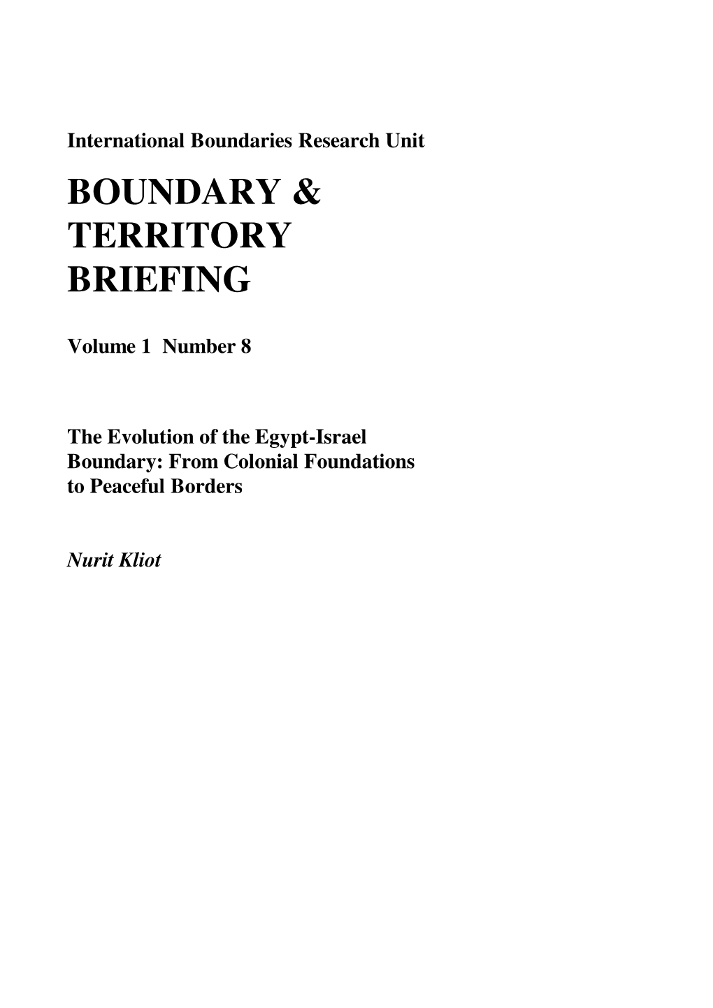 Boundary & Territory Briefing