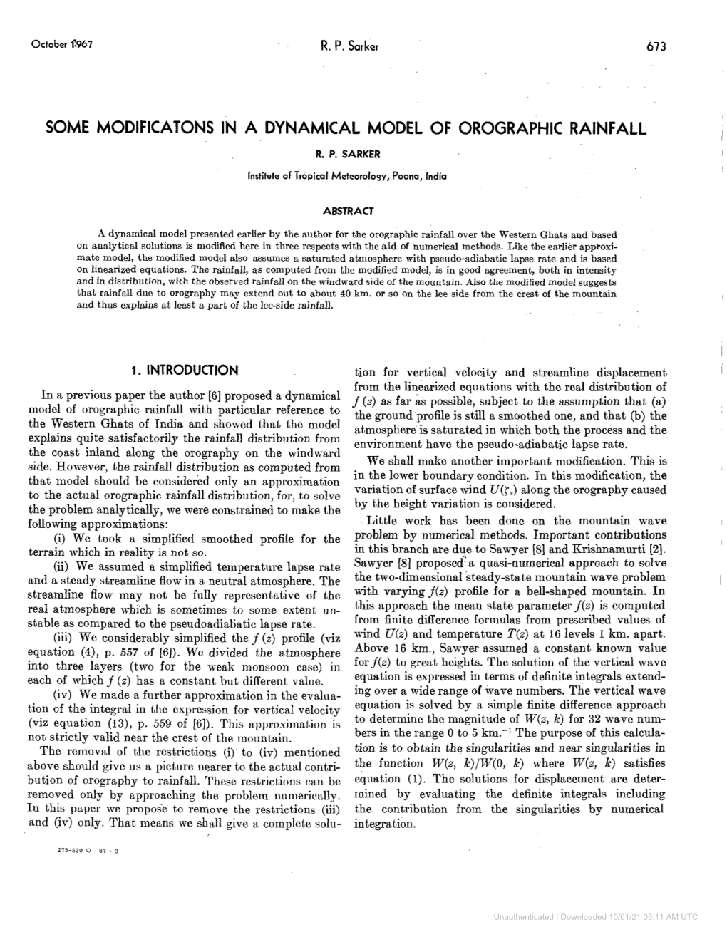 Orographic Rainfall