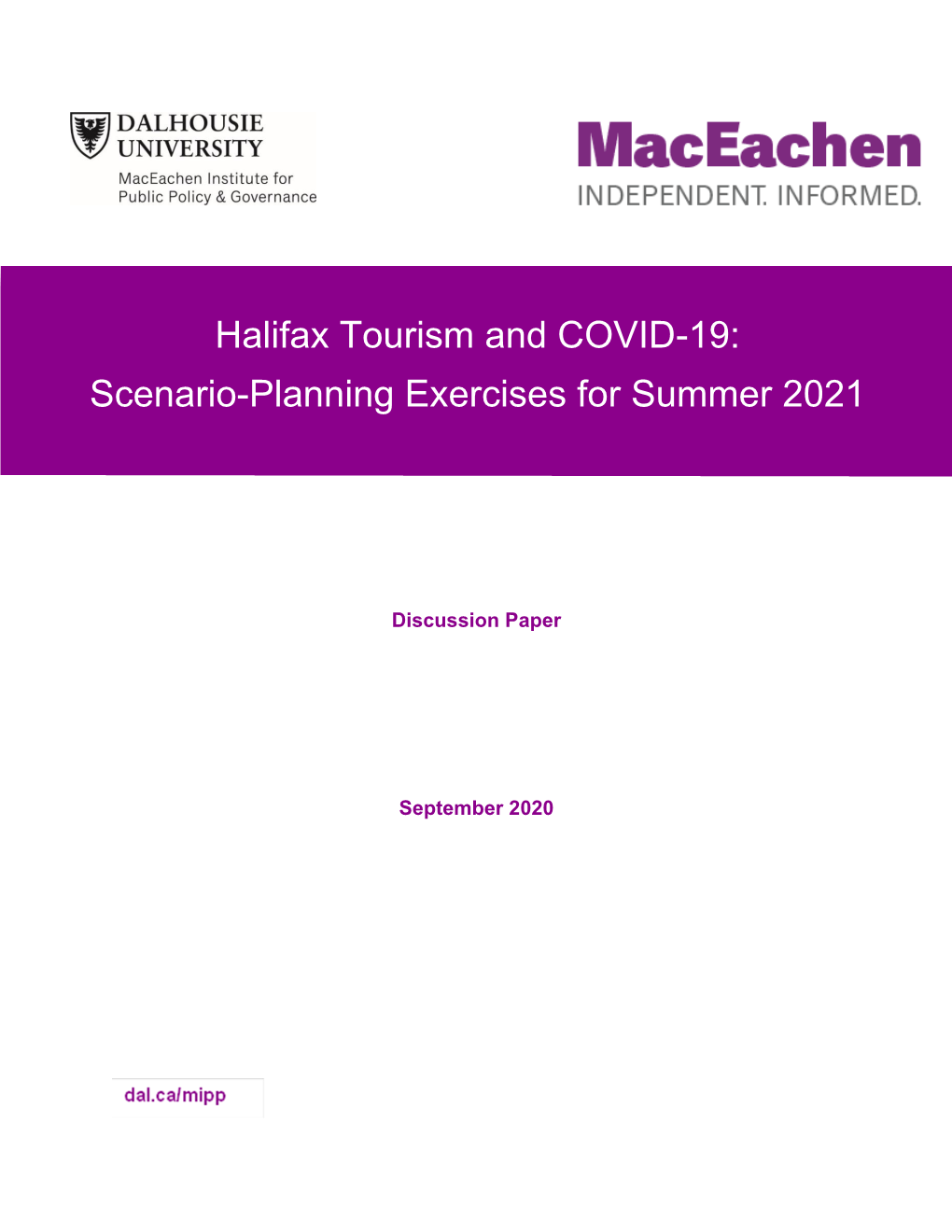 Halifax Tourism and COVID-19: Scenario-Planning Exercises for Summer 2021