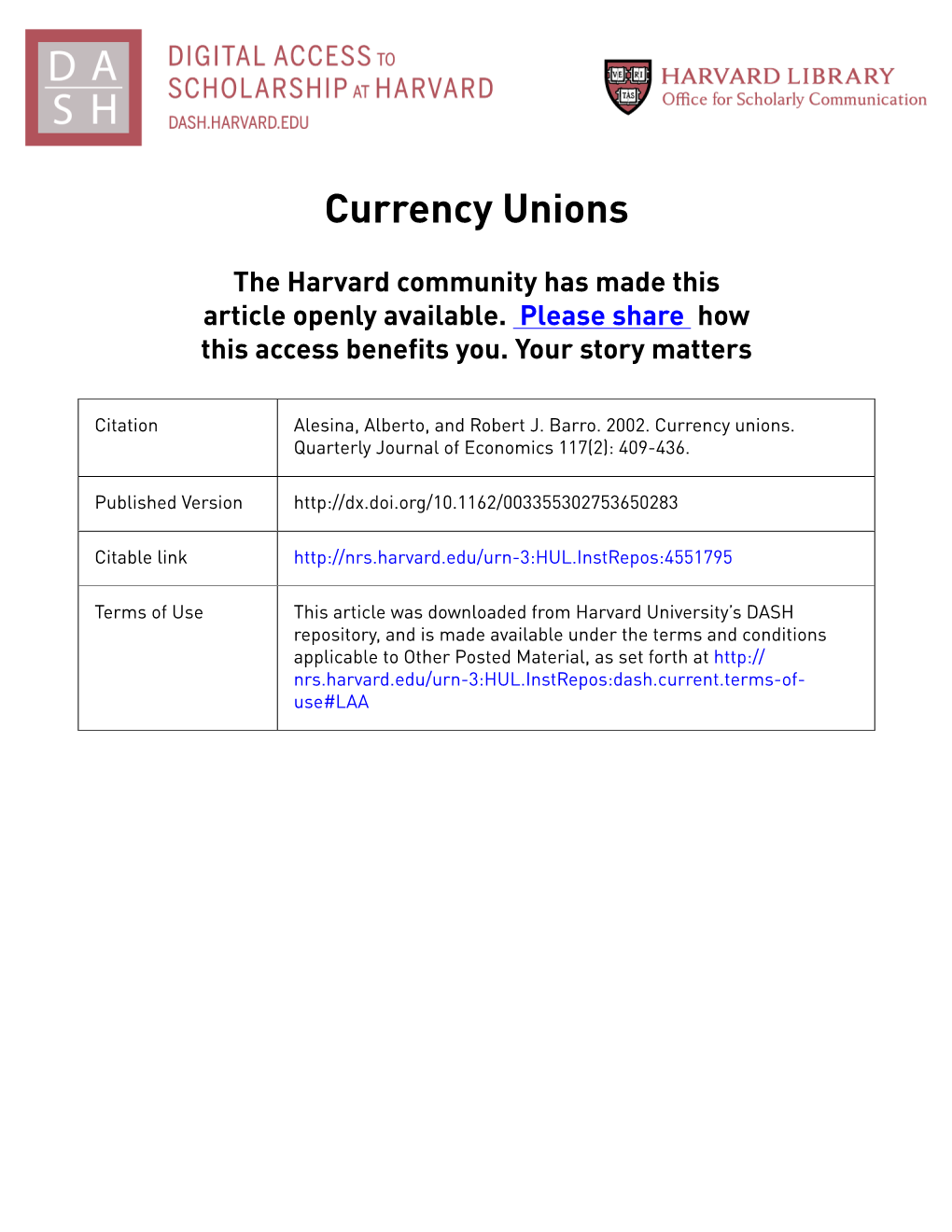 Currency Unions