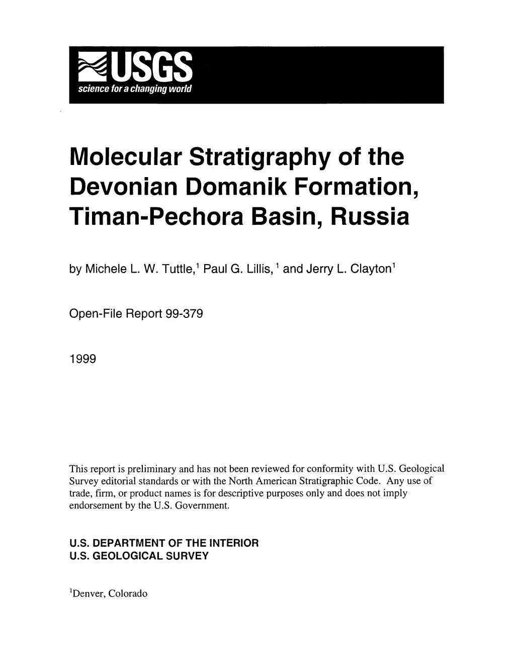 Molecular Stratigraphy of the Devonian Domanik Formation, Timan-Pechora Basin, by Michele L