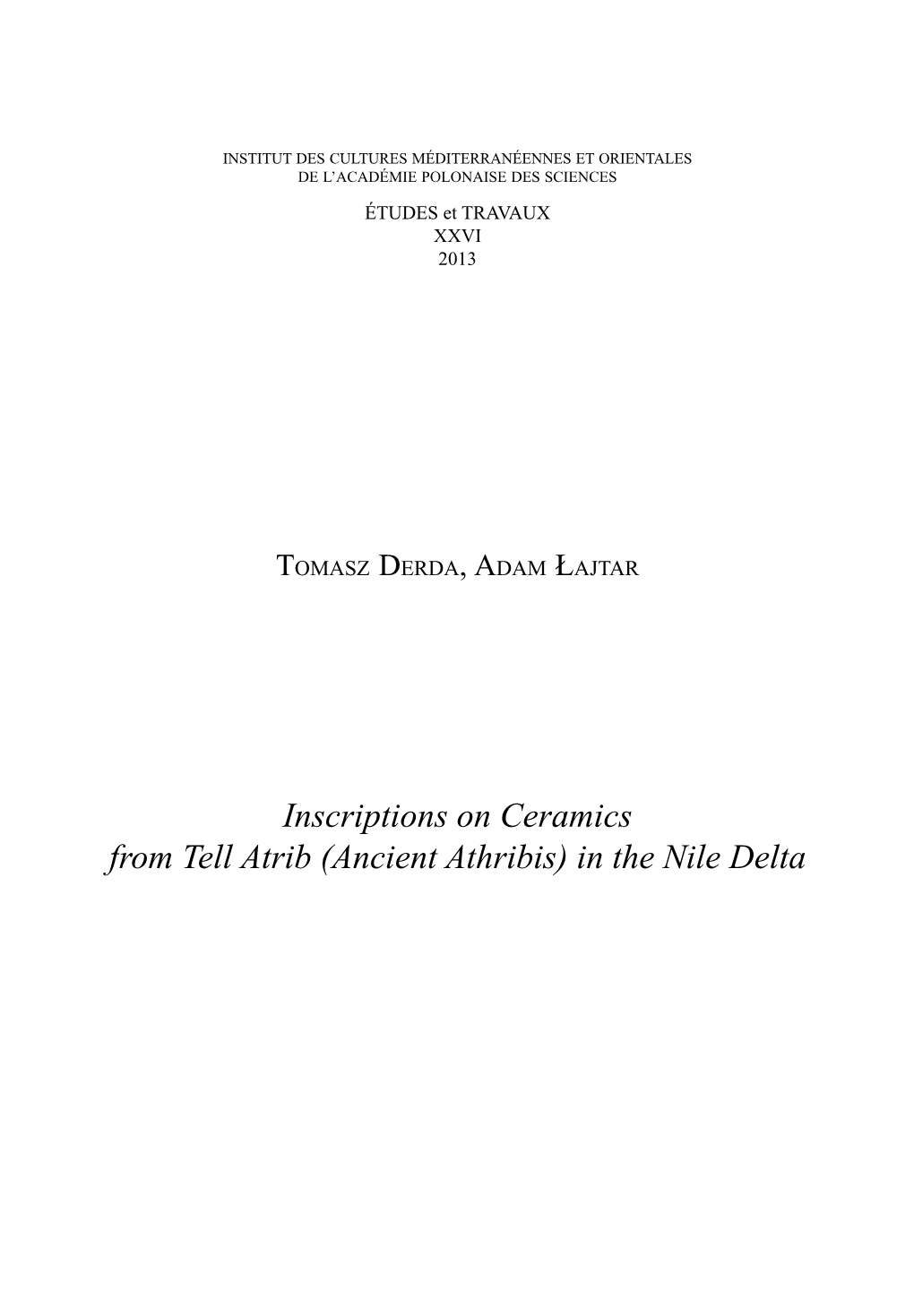 (Ancient Athribis) in the Nile Delta 174 TOMASZ DERDA, ADAM ŁAJTAR