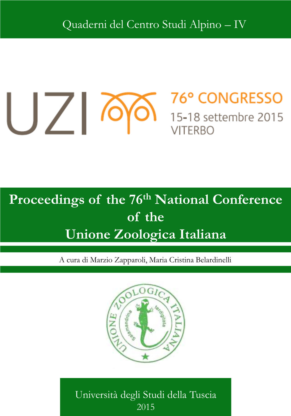 Proceedings of the 76Th National Conference of the Unione Zoologica Italiana
