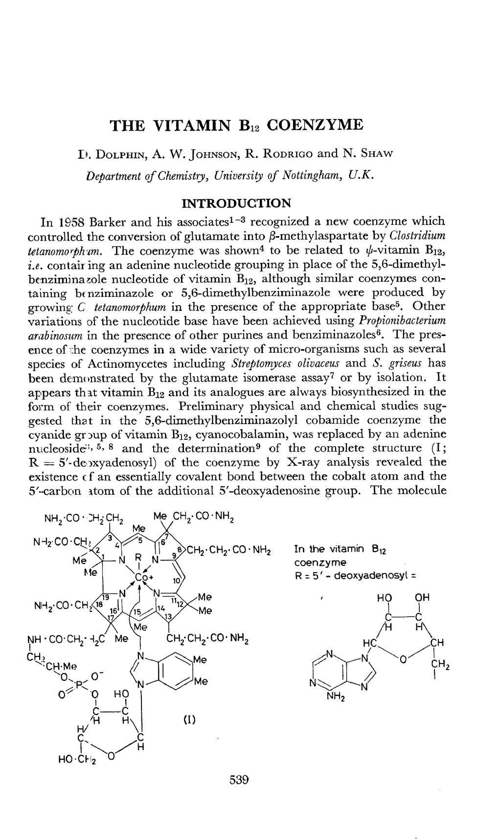 The Vitamin B12 Coenzyme