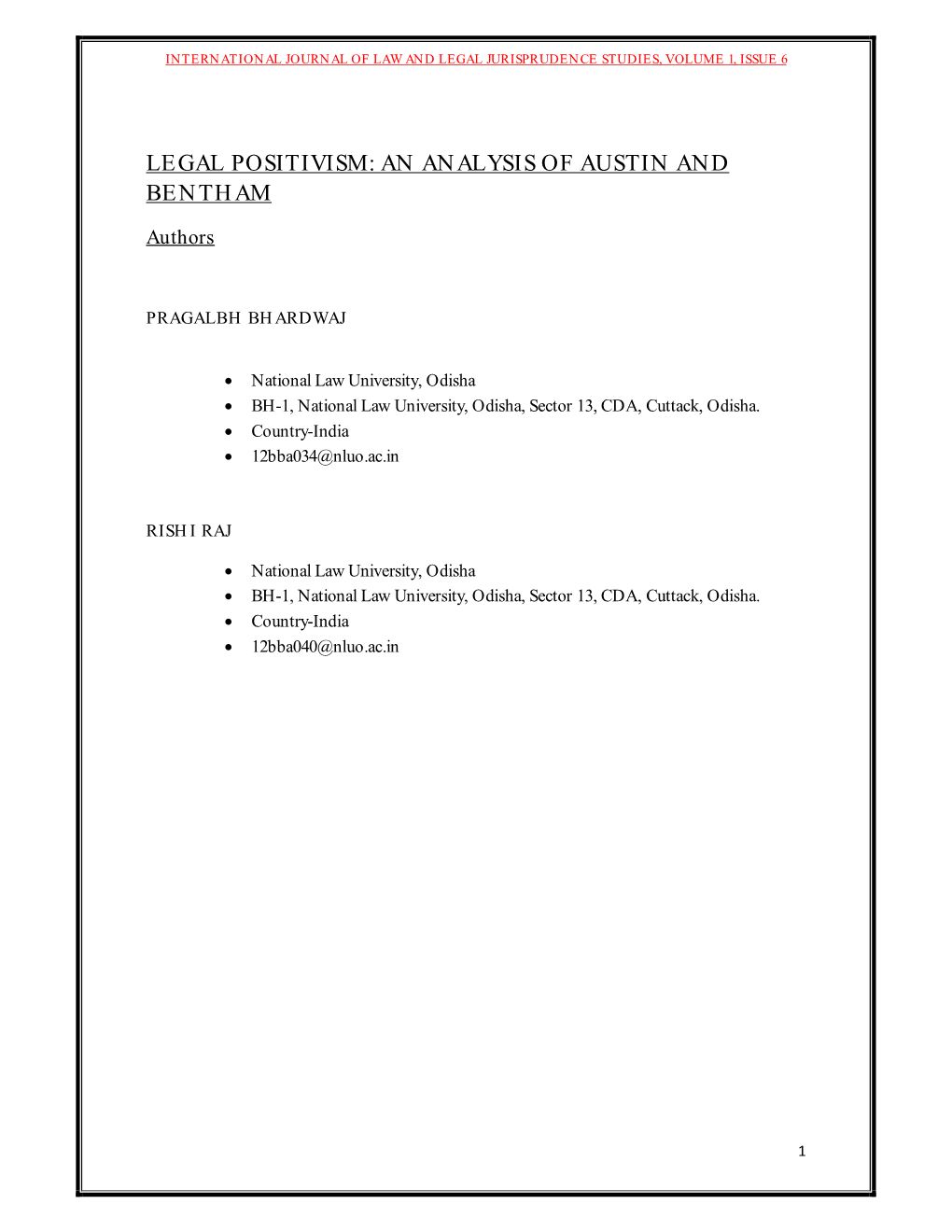 Legal Positivism: an Analysis of Austin and Bentham