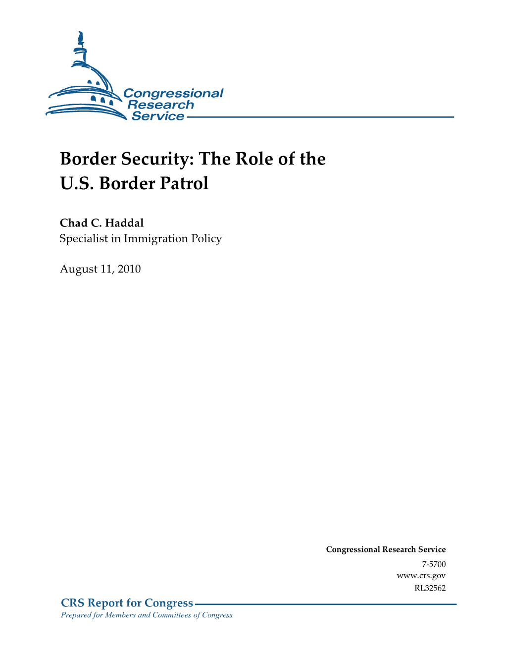 Border Security: the Role of the U.S. Border Patrol