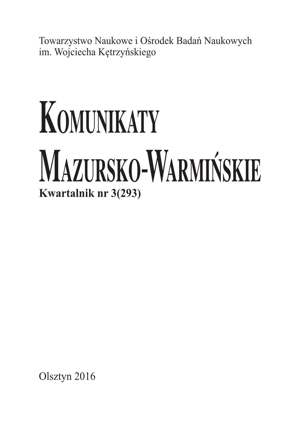 KOMUNIKATY Mazurskoawarmińskie