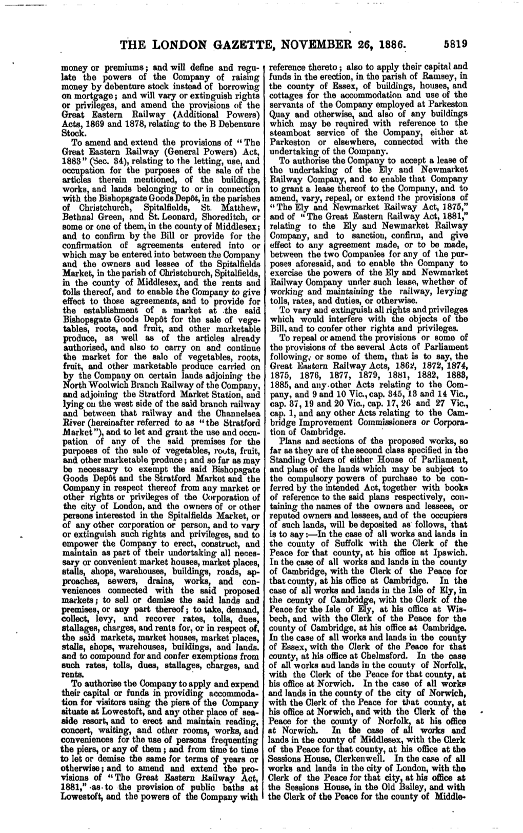 The London Gazette, November 26, 1886. 5819