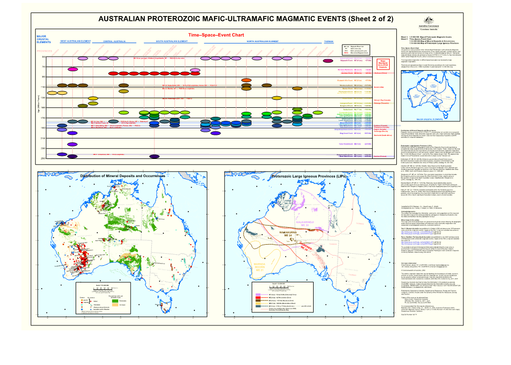 AUSTRALIAN PROTEROZOIC MAFIC-ULTRAMAFIC MAGMATIC EVENTS (Sheet 2 of 2)