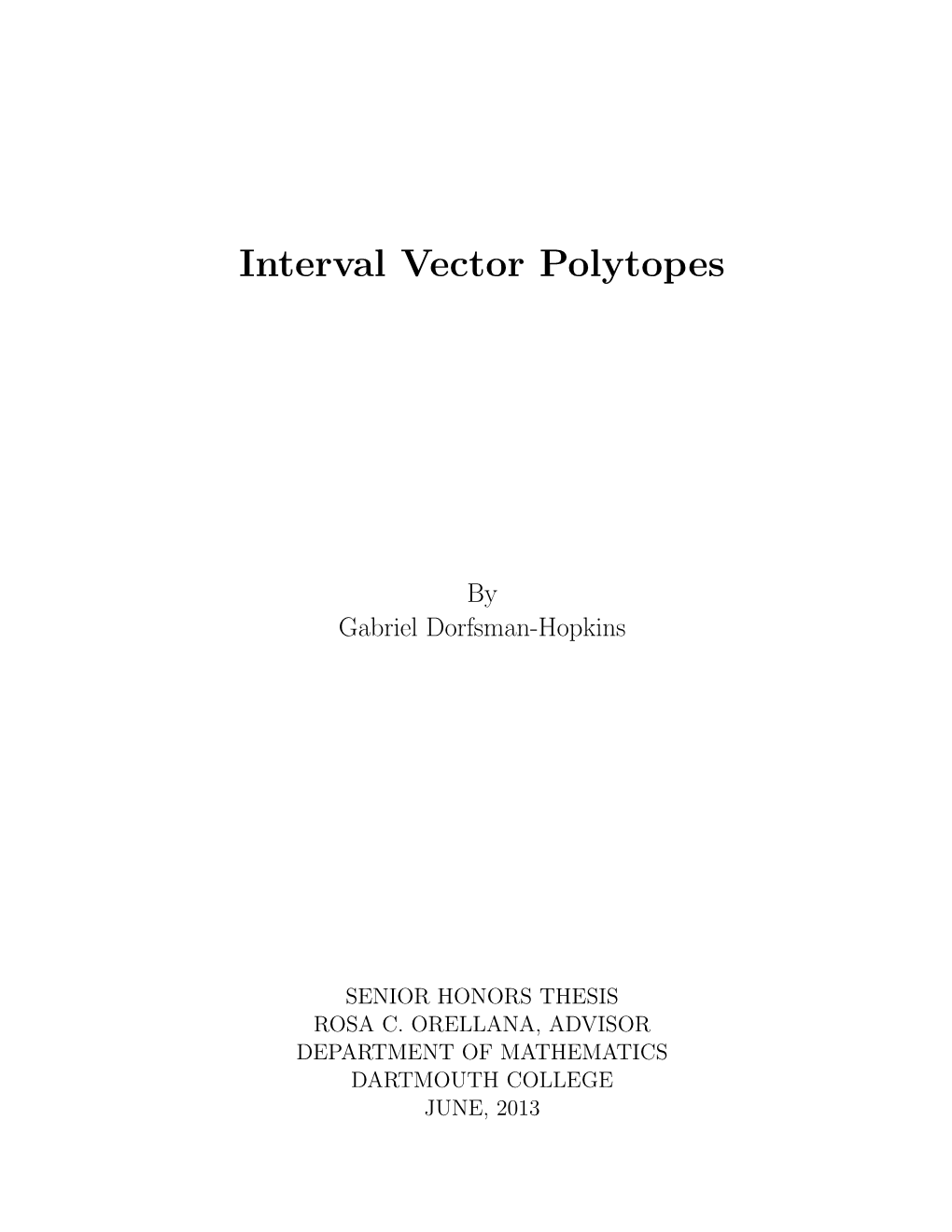 Interval Vector Polytopes