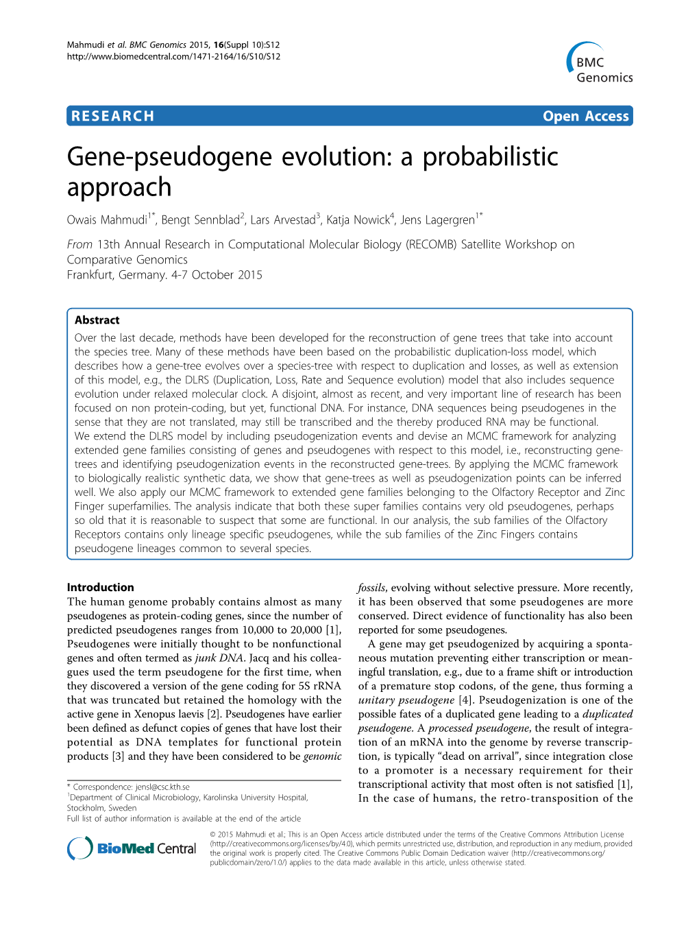 Gene-Pseudogene Evolution