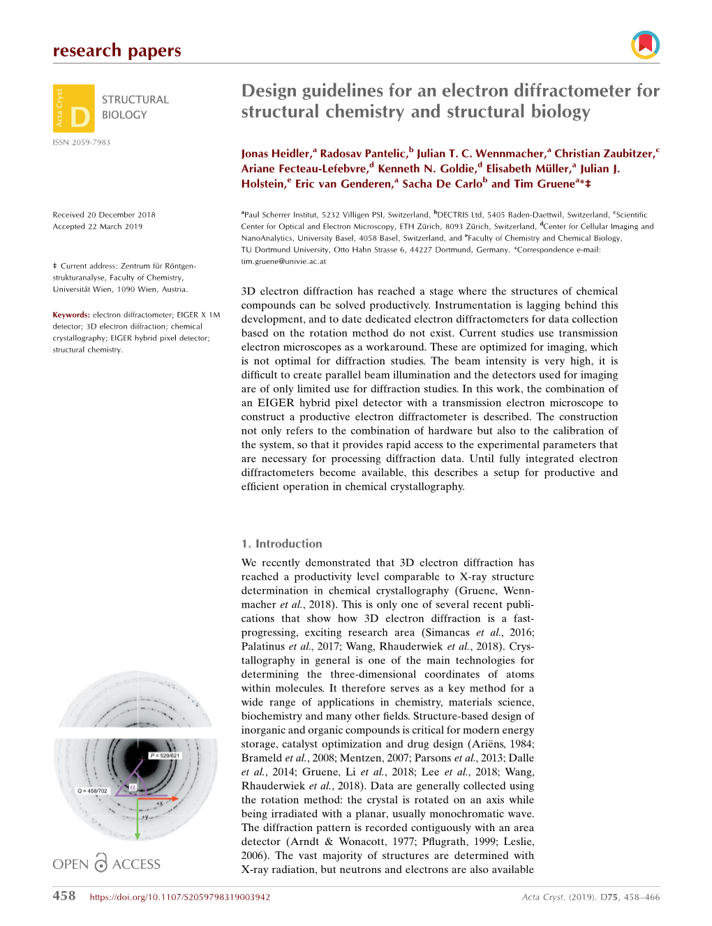 Design Guidelines for an Electron Diffractometer for Structural Chemistry and Structural Biology