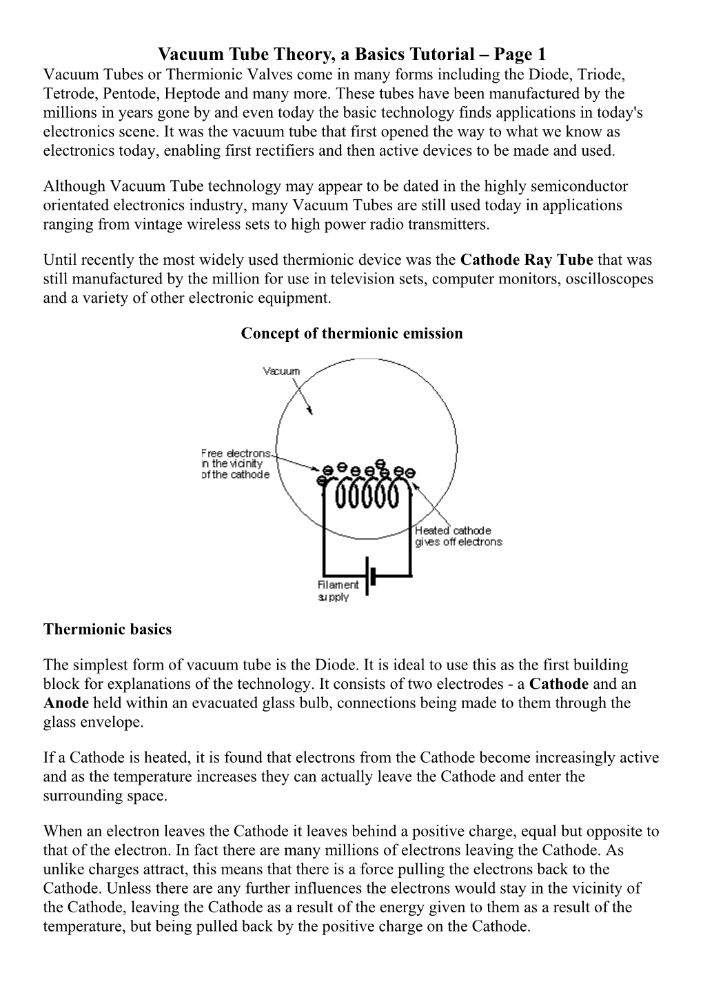 Vacuum Tube Theory, a Basics Tutorial – Page 1