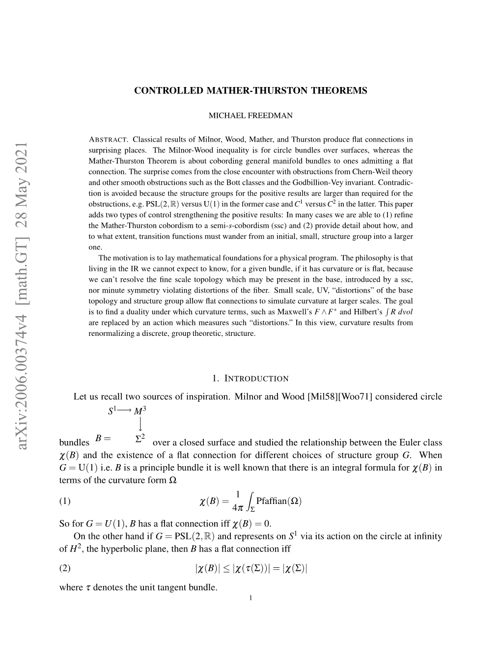 Arxiv:2006.00374V4 [Math.GT] 28 May 2021