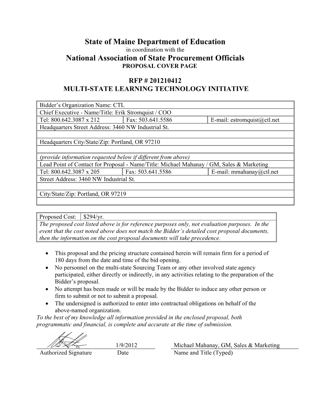 CTL RFP Proposal