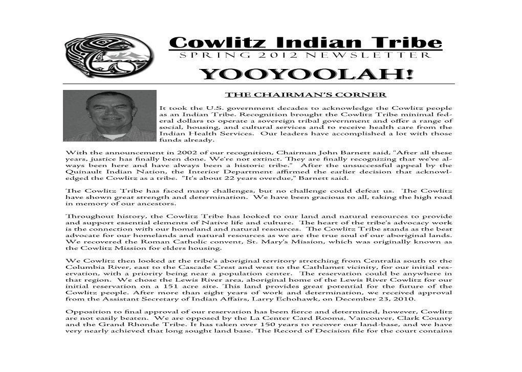 Cowlitz Indian Tribe YOOYOOLAH!