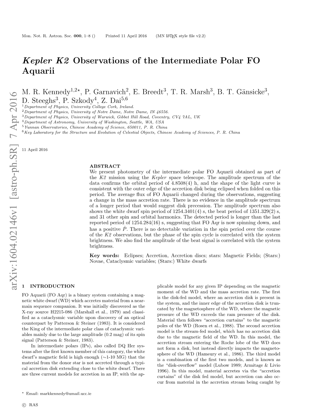 Kepler K2 Observations of the Intermediate Polar FO Aquarii 3