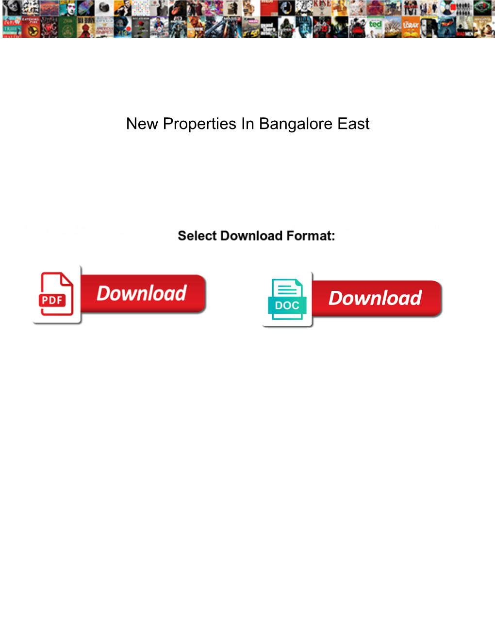 New Properties in Bangalore East