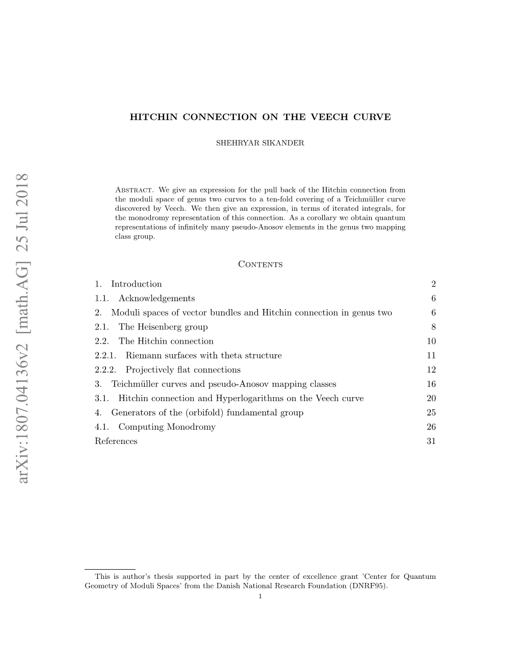 Arxiv:1807.04136V2 [Math.AG] 25 Jul 2018