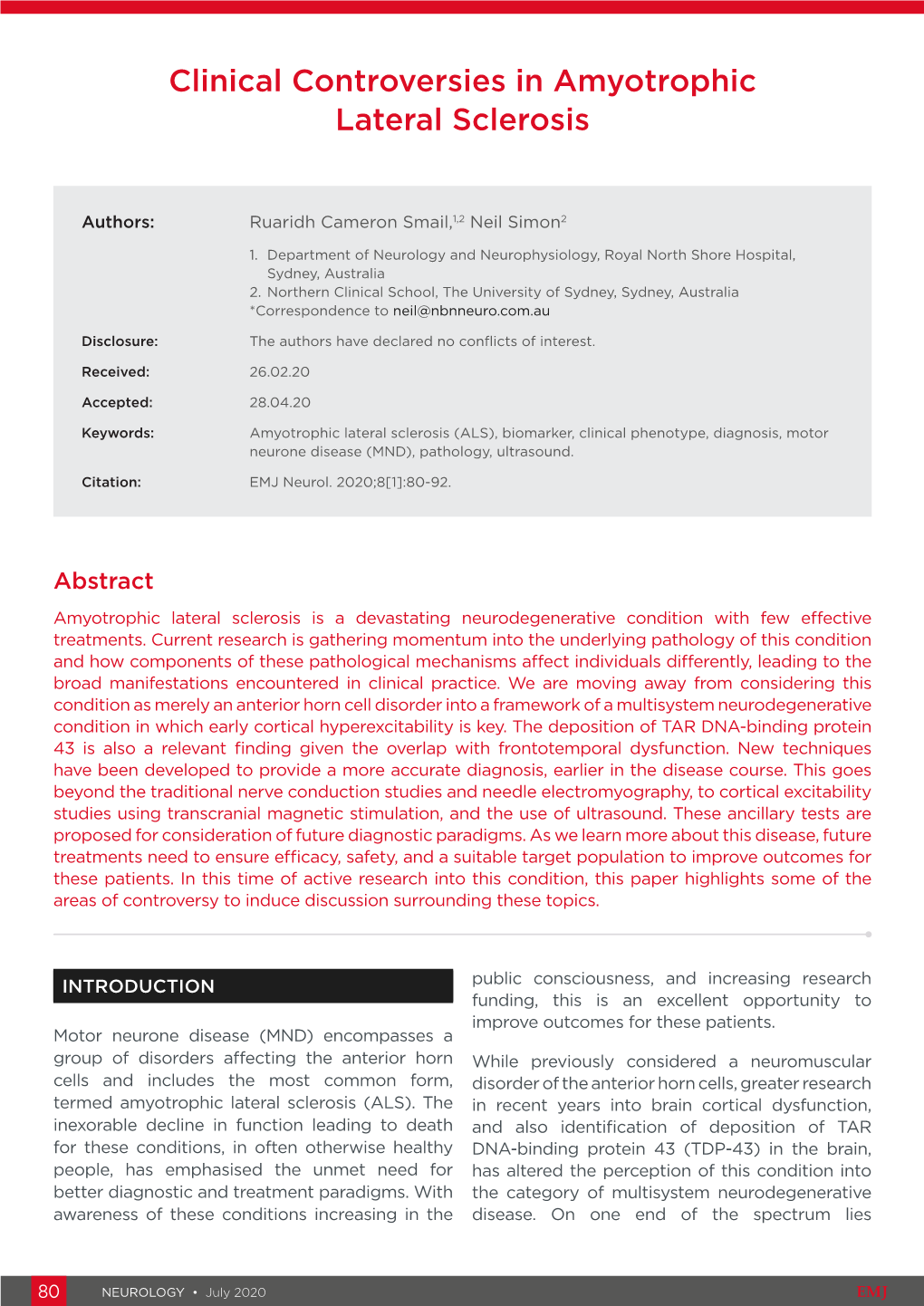 Clinical Controversies in Amyotrophic Lateral Sclerosis