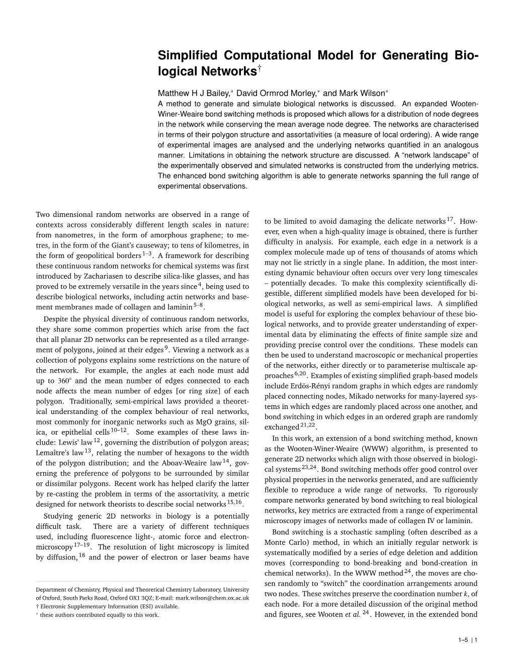 Simplified Computational Model for Generating Bio- Logical Networks