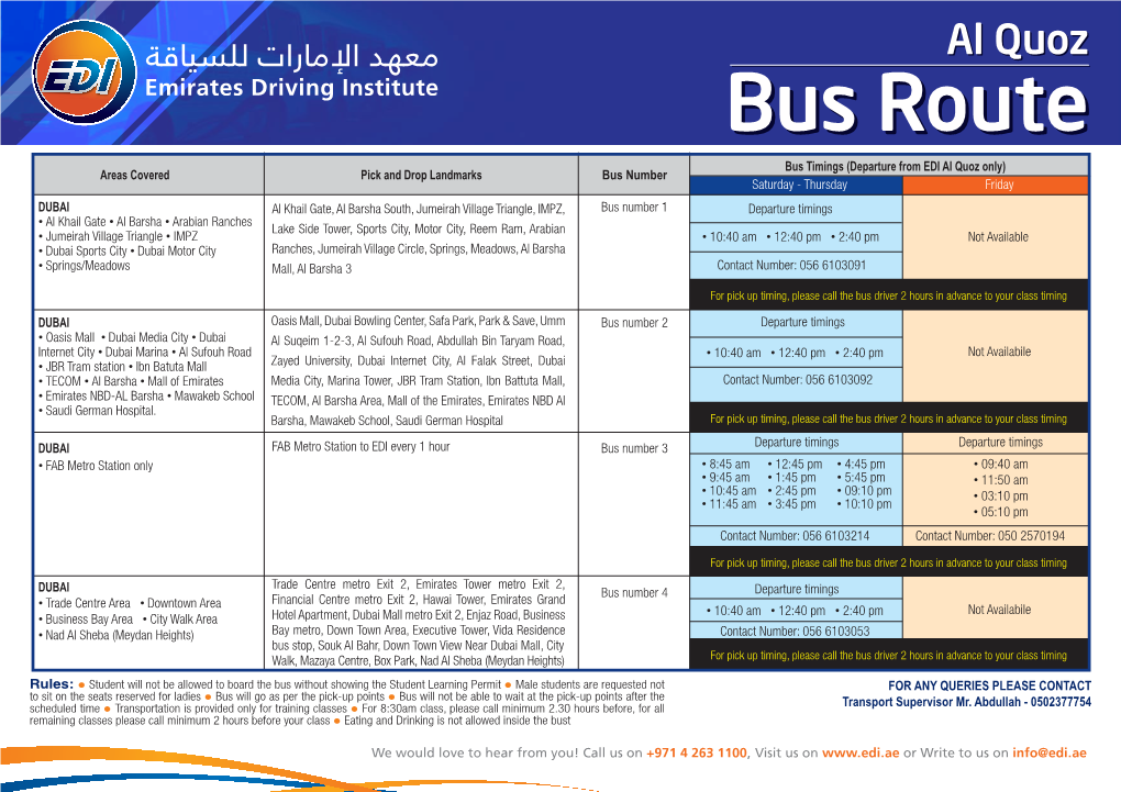 Bus Route-Al Quoz