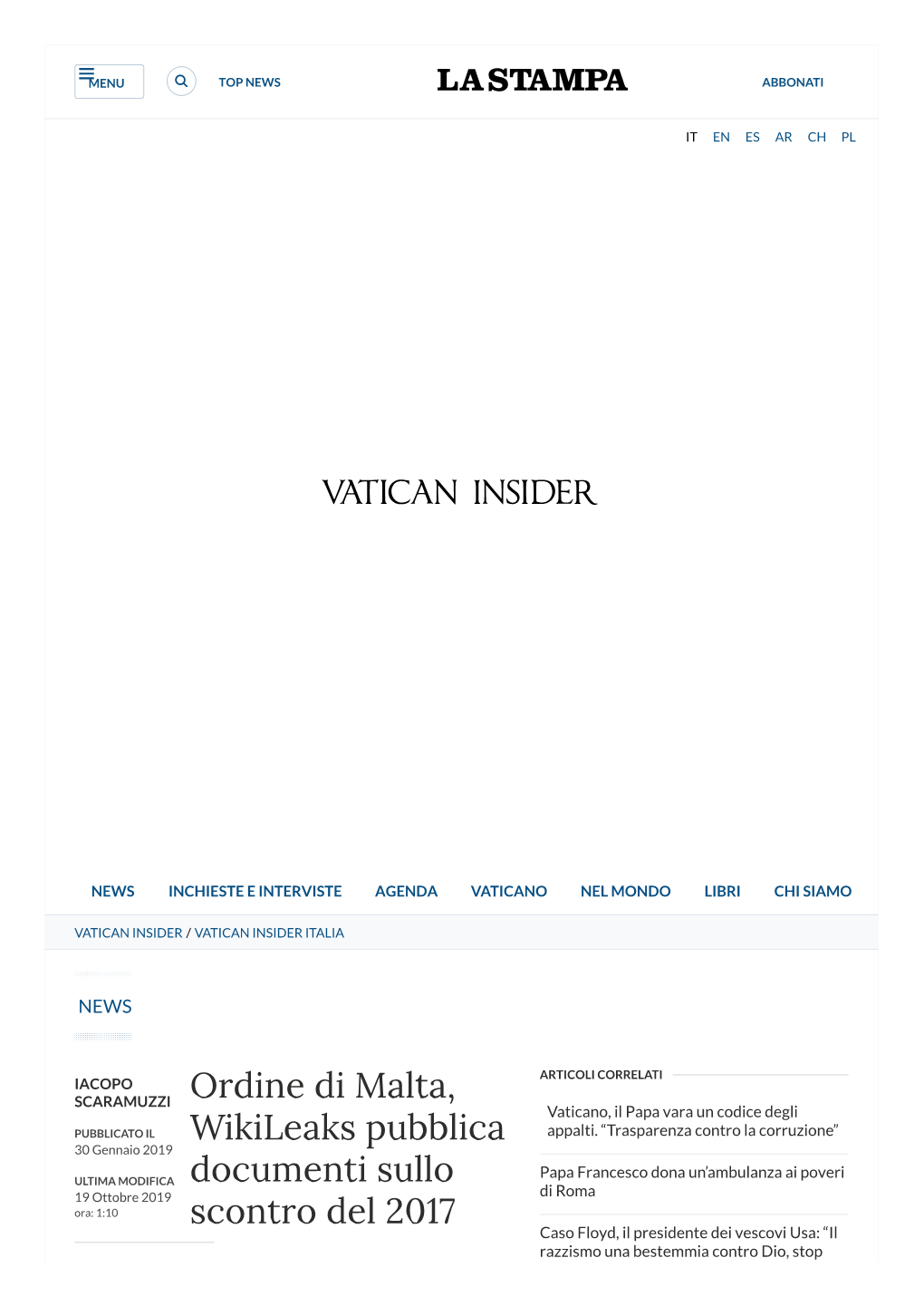 Ordine Di Malta, Wikileaks Pubblica Documenti Sullo Scontro Del