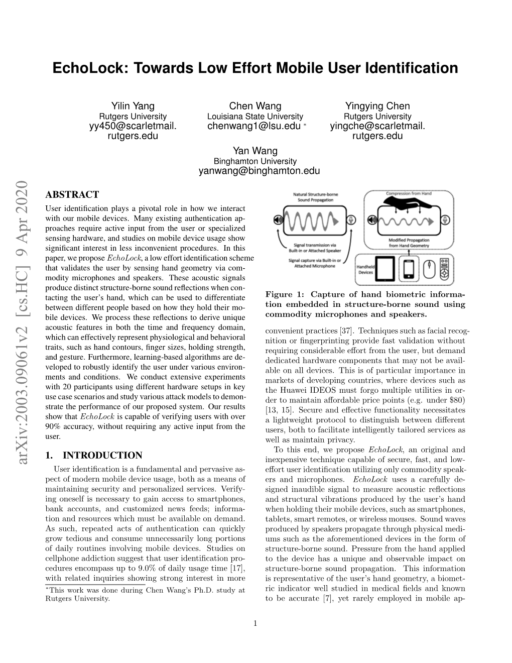 Echolock: Towards Low Effort Mobile User Identification