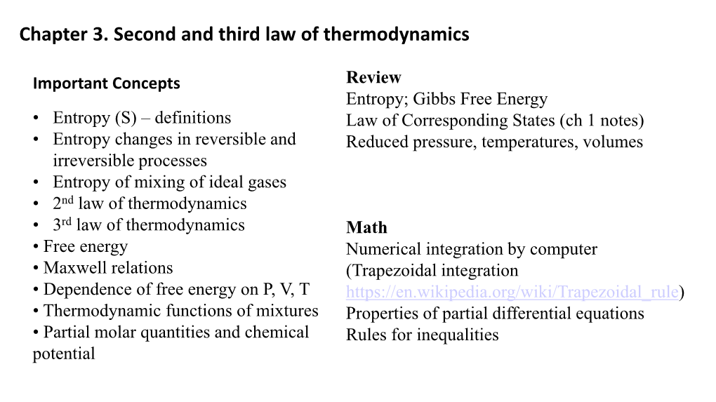 Chapter 3. Second and Third Law of Thermodynamics