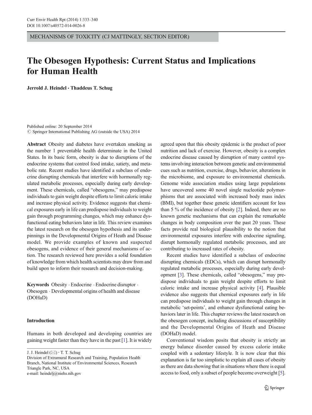 The Obesogen Hypothesis: Current Status and Implications for Human Health