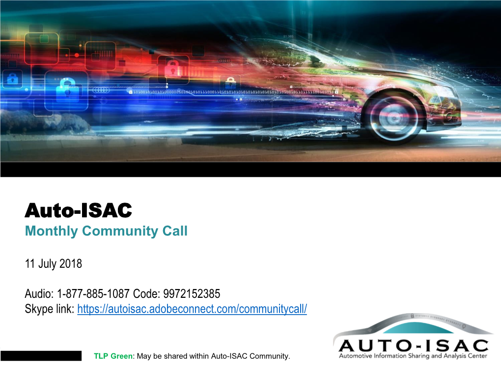 Auto-ISAC Community Call Is Not Considered an Endorsement