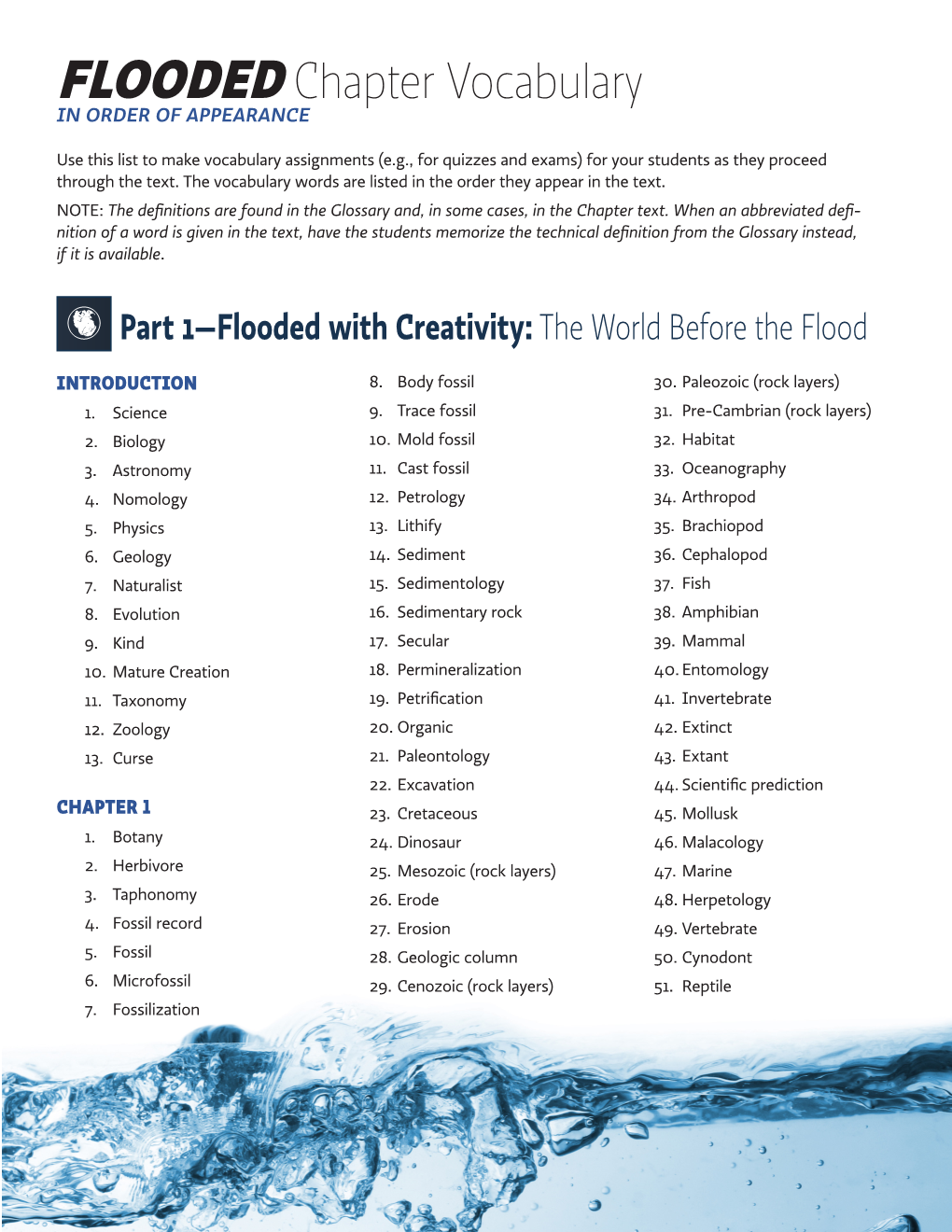 Chapter Vocabulary in ORDER of APPEARANCE