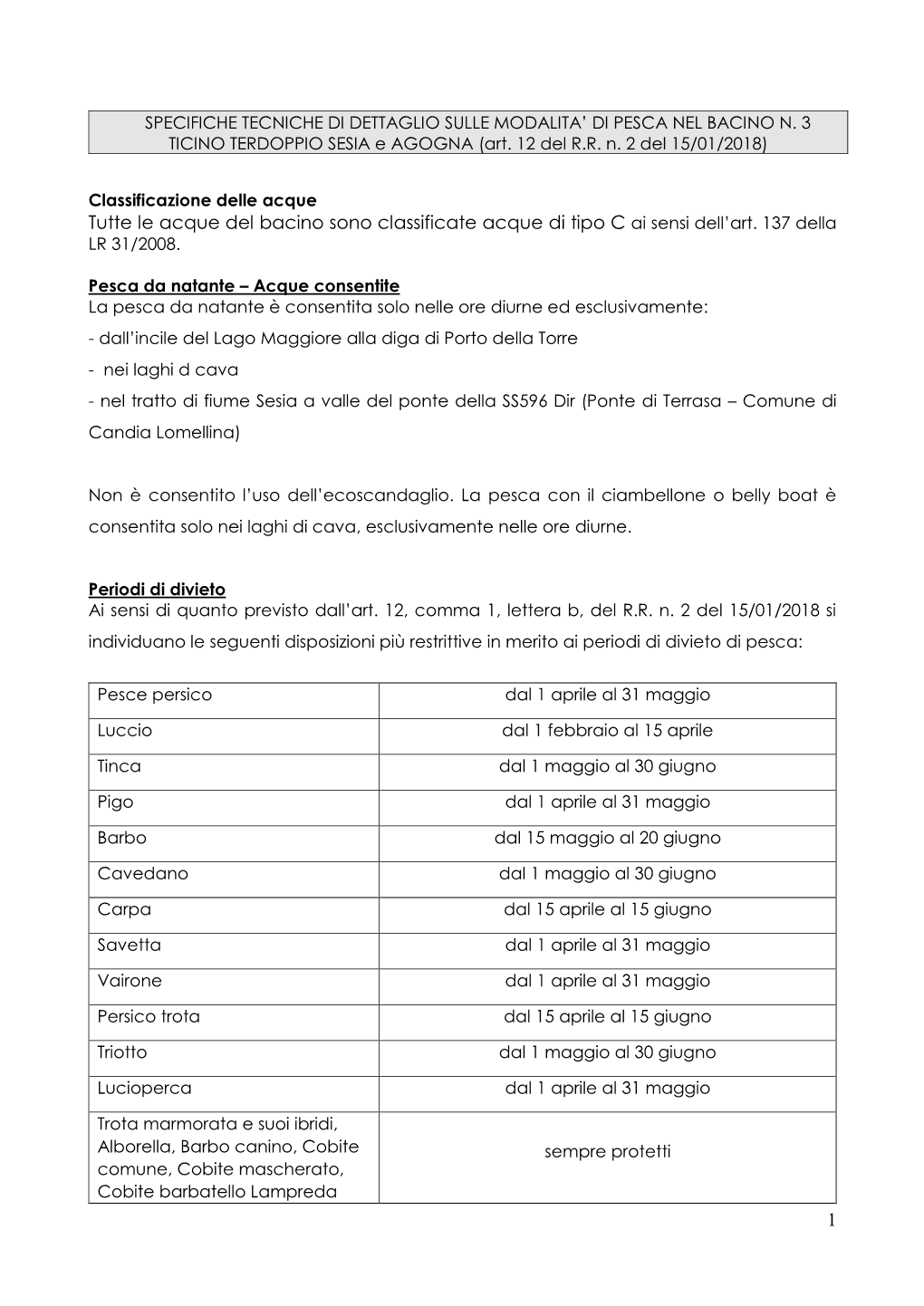 1 Tutte Le Acque Del Bacino Sono Classificate Acque Di Tipo C Ai Sensi