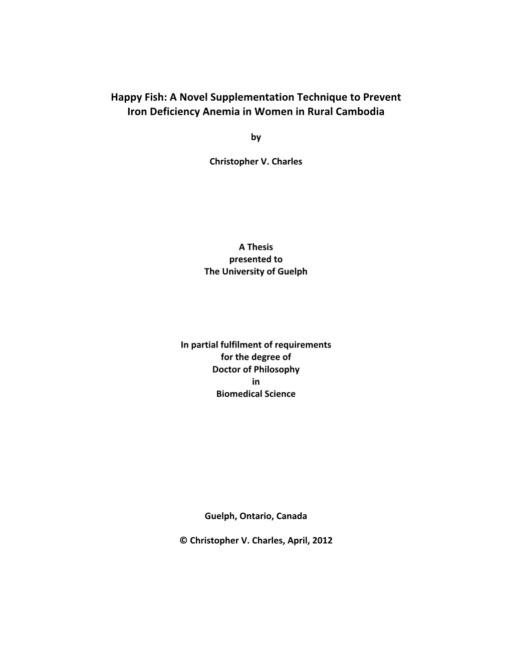 Happy Fish: a Novel Supplementation Technique to Prevent Iron Deficiency Anemia in Women in Rural Cambodia