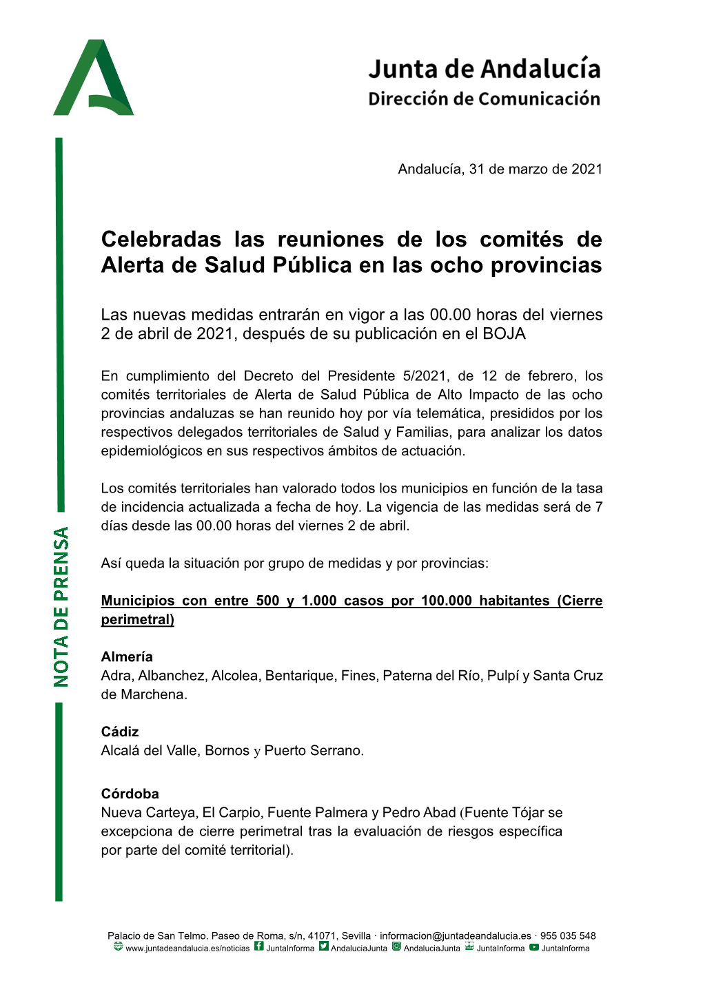 Celebradas Las Reuniones De Los Comités De Alerta De Salud Pública En Las Ocho Provincias