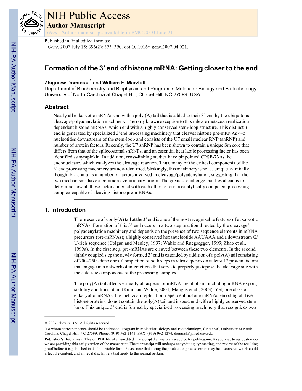 NIH Public Access Author Manuscript Gene