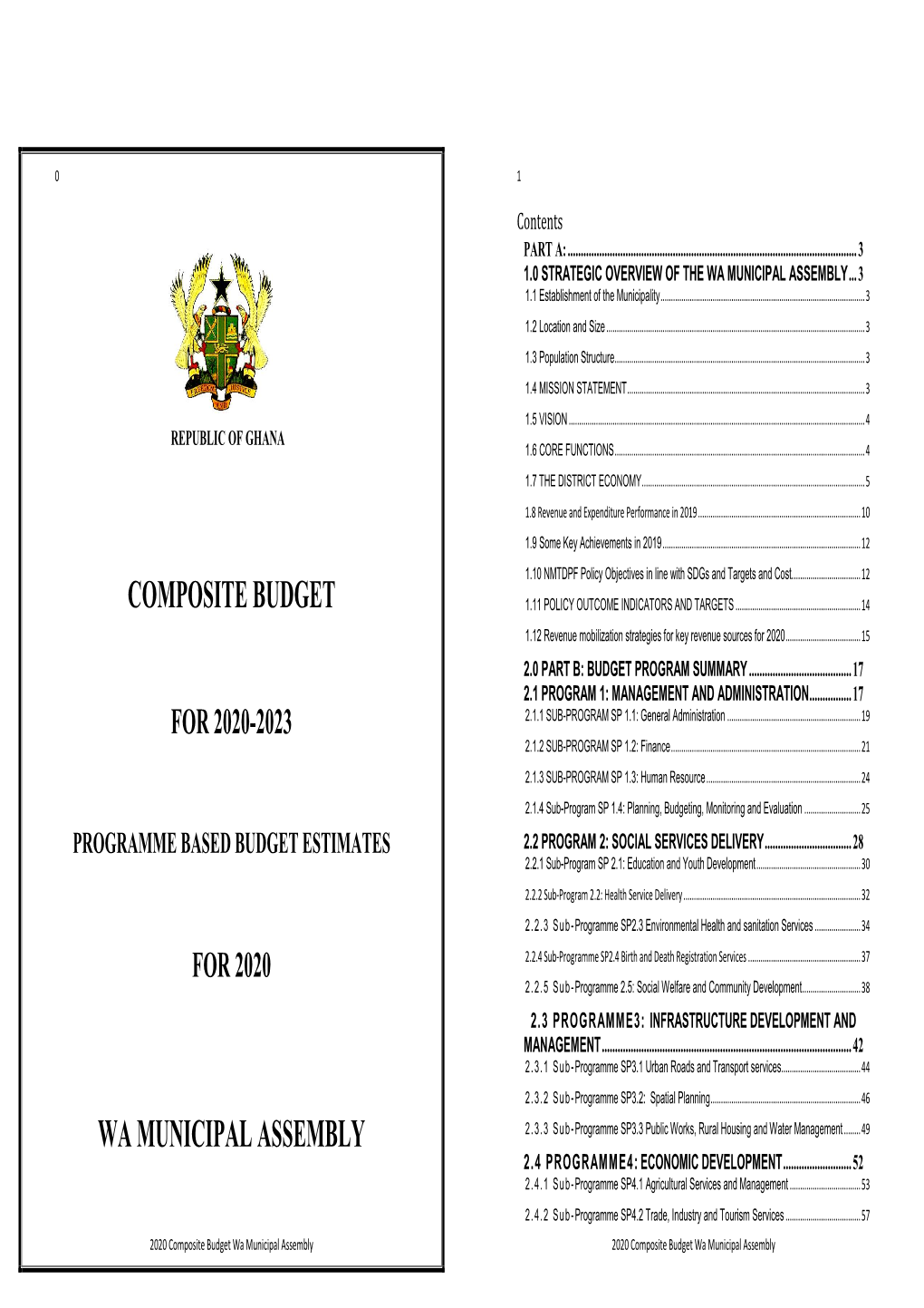 Composite Budget Wa Municipal Assembly 2020 Composite Budget Wa Municipal Assembly 2 3