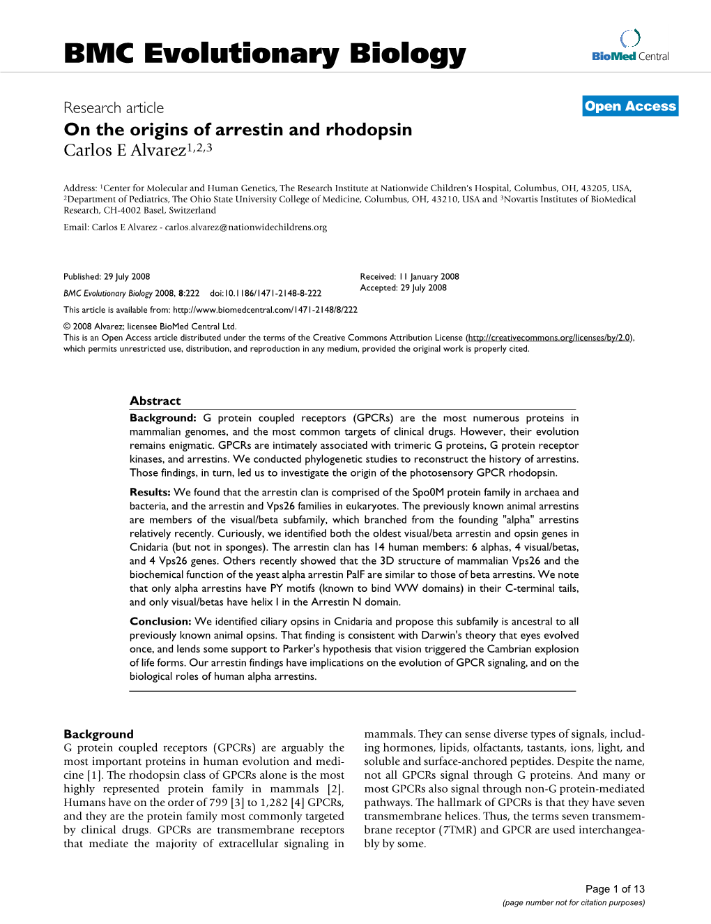 BMC Evolutionary Biology Biomed Central