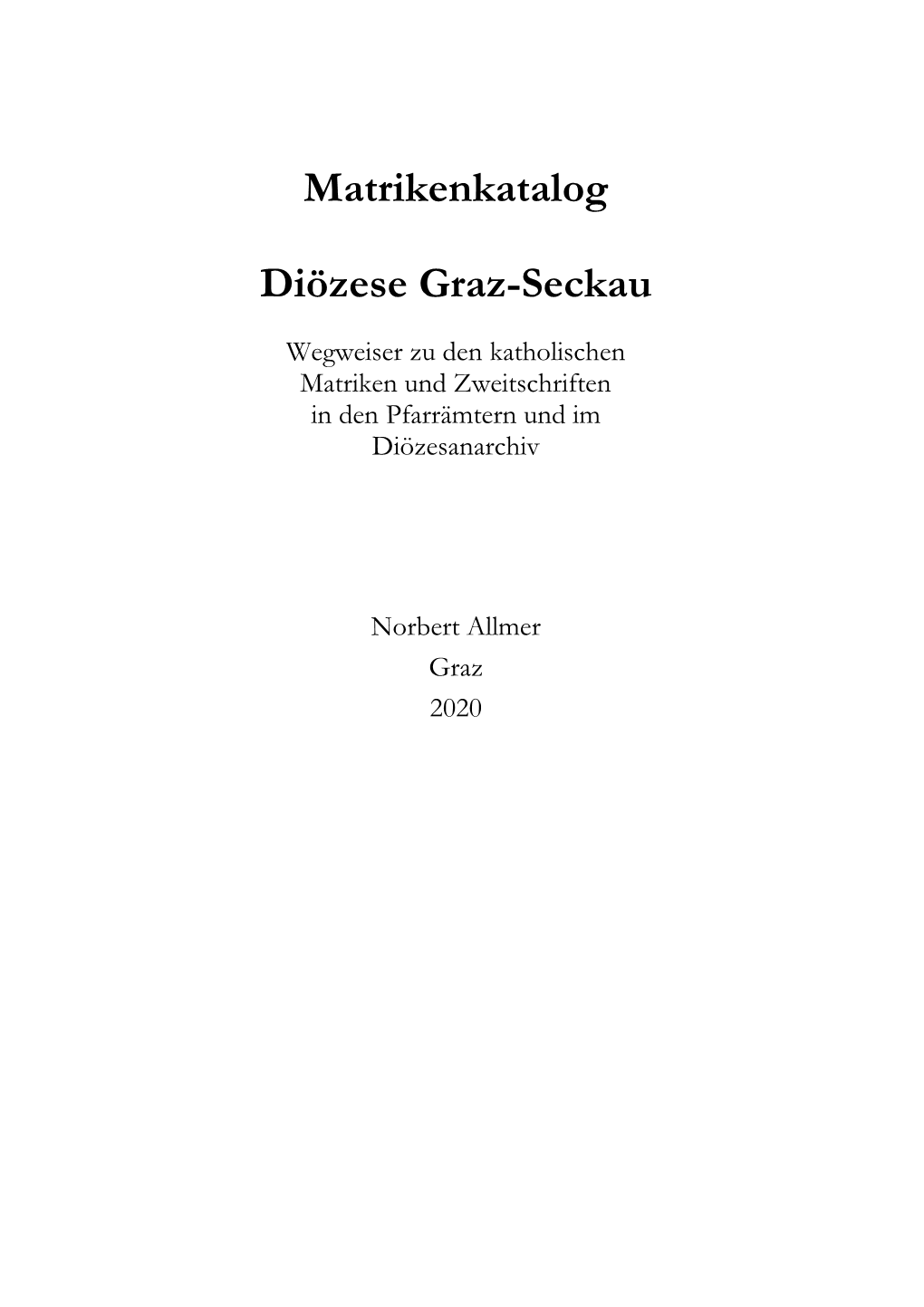 Matrikenkatalog Diözese Graz-Seckau