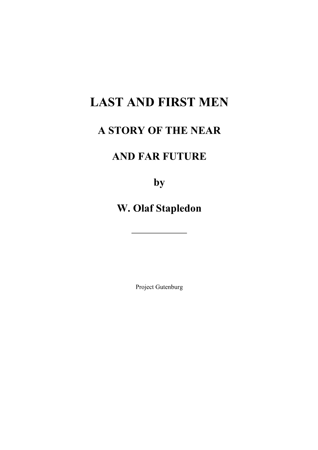 Last and First Men