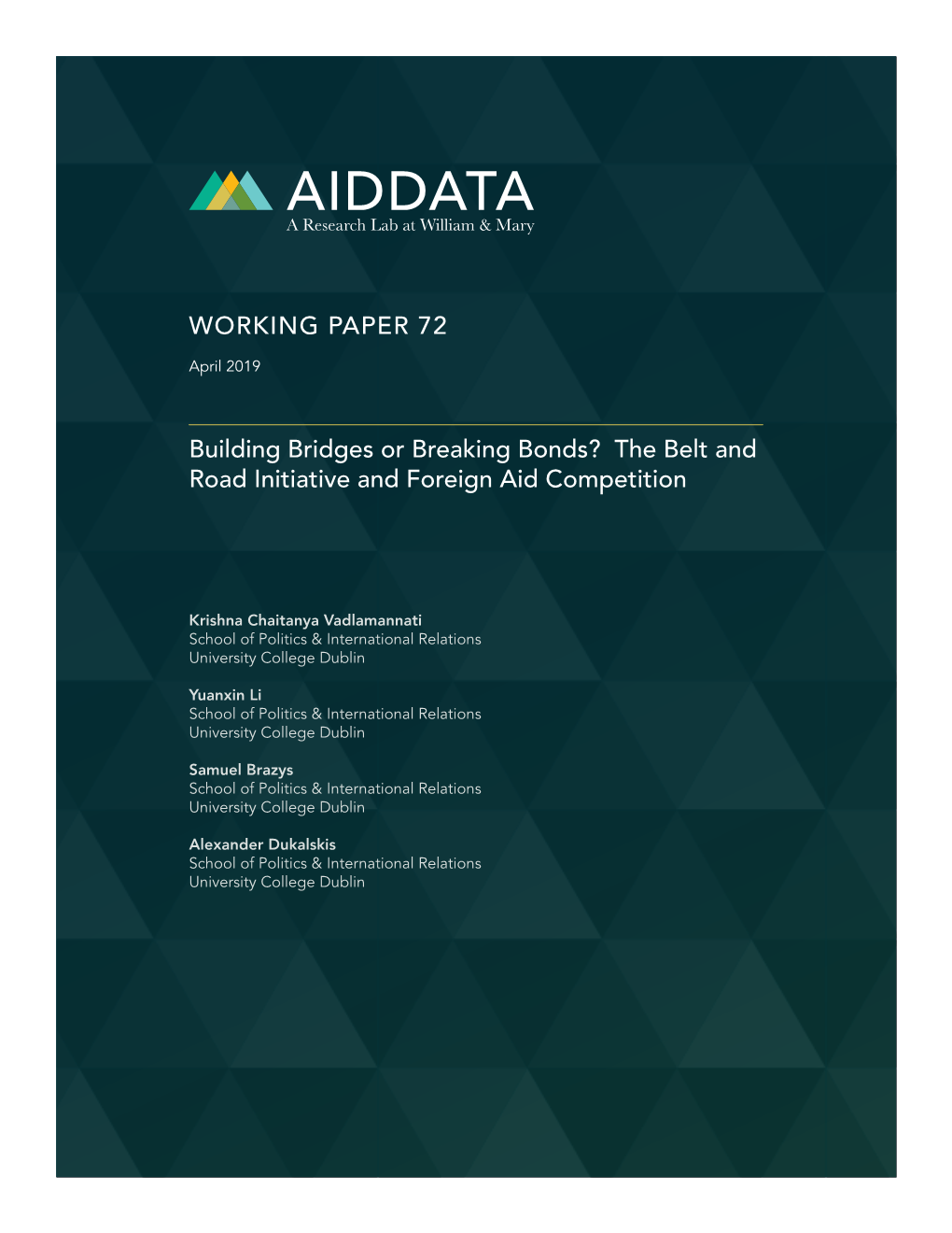 Building Bridges Or Breaking Bonds? the Belt and Road Initiative and Foreign Aid Competition