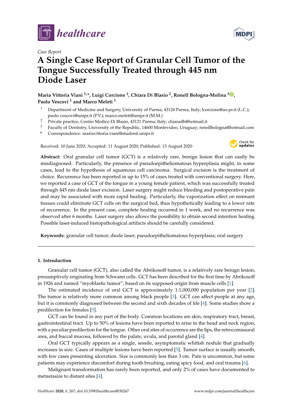 A Single Case Report of Granular Cell Tumor of the Tongue Successfully Treated Through 445 Nm Diode Laser