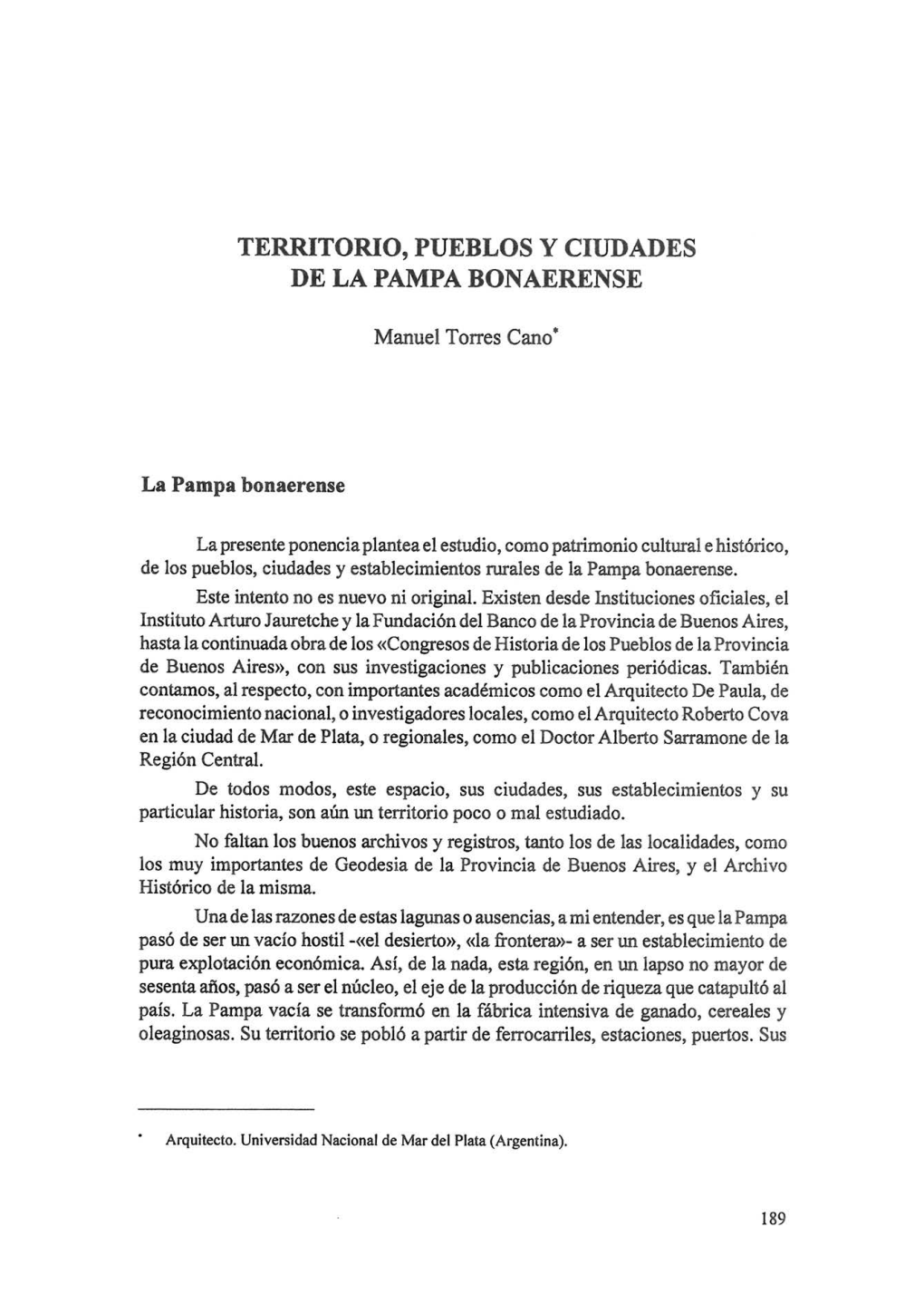 Territorio, Pueblos Y Ciudades De La Pampa Bonaerense