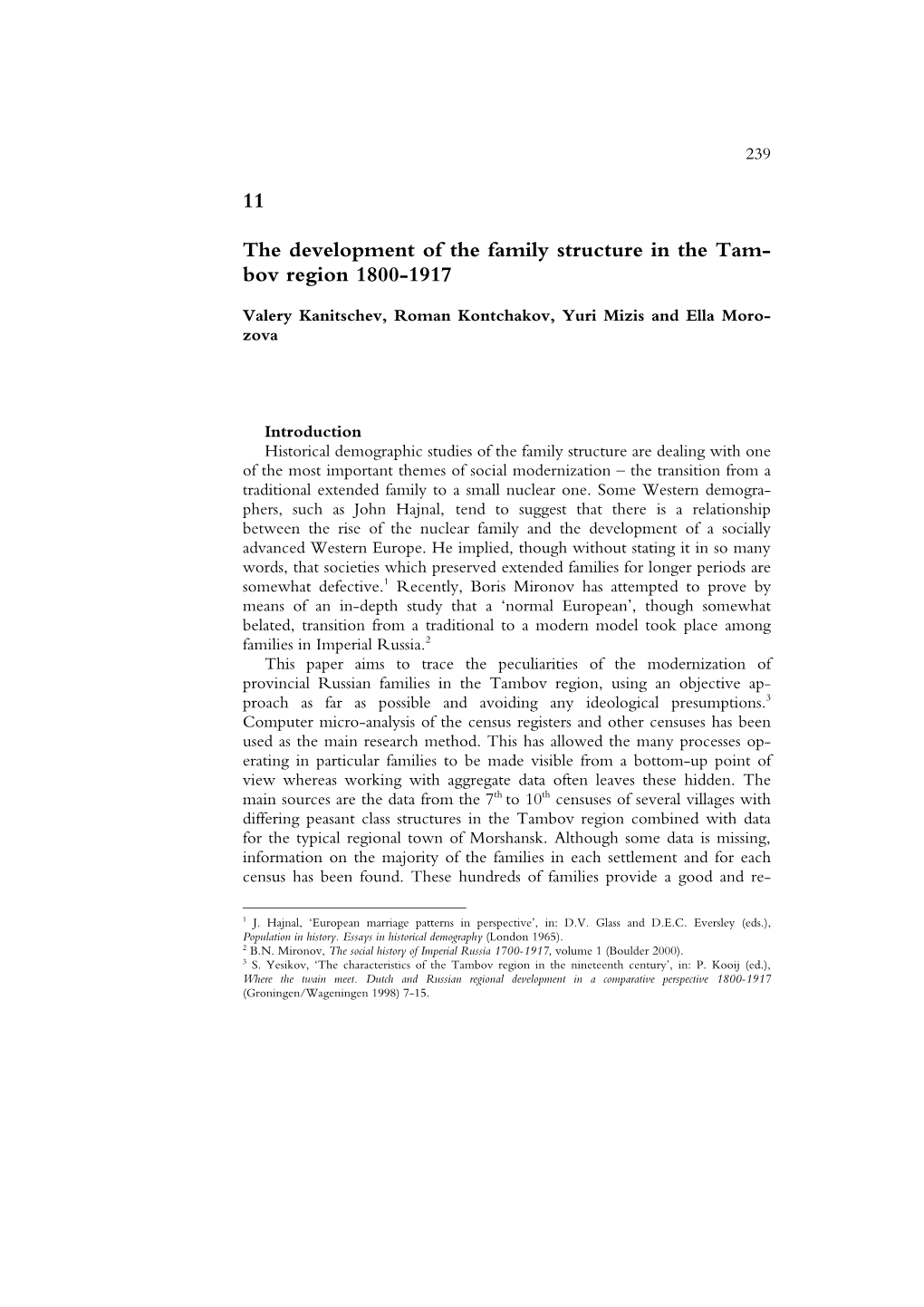 11 the Development of the Family Structure in the Tam- Bov Region